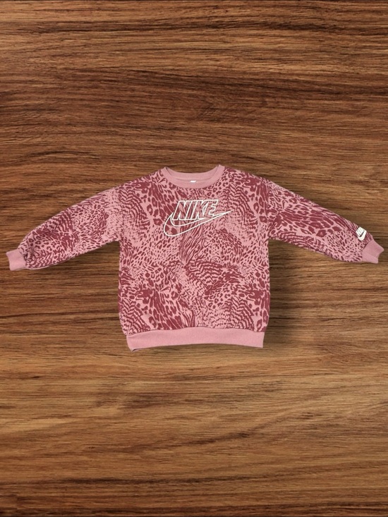 Nike Other - Nike Rose Pink Leopard Print Crew Sweatshirt White Nike Swoosh Size Medium